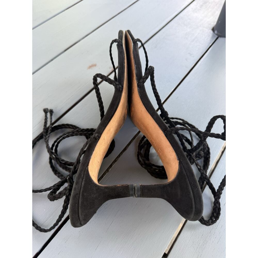 Reformation Porto Sandals Women’s Size 7.5M Black Suede Strappy Lace Up Heels - Picture 7 of 15